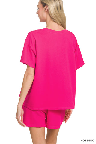 Abby French Terry Top & Shorts Set • Hot Pink