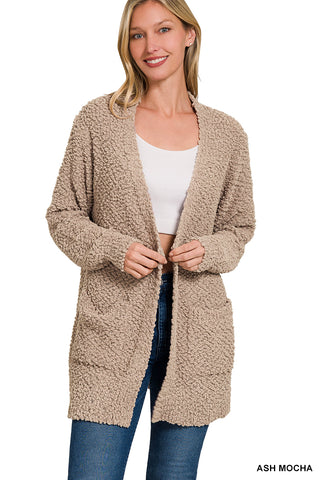 Logan Long Sleeve Popcorn Cardigan • Ash Mocha