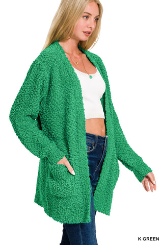 Logan Long Sleeve Popcorn Cardigan • Kelly Green