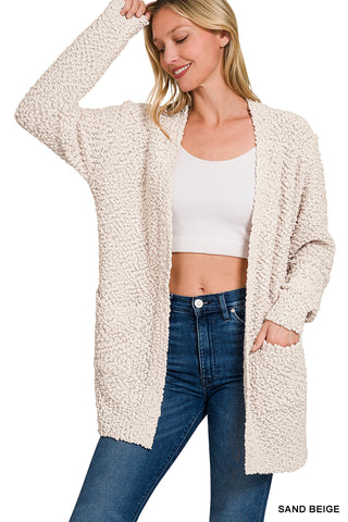 Logan Long Sleeve Popcorn Cardigan • Sand Beige