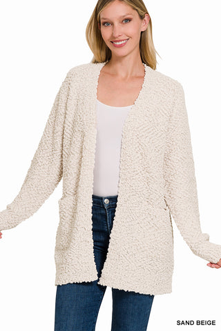 Logan Long Sleeve Popcorn Cardigan • Sand Beige