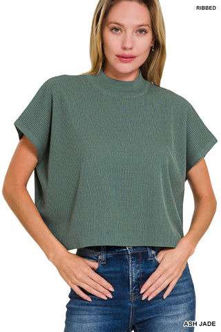 Lyanna Mock Neck Boxy Sweater • Ash Jade