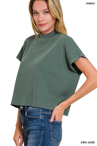 Lyanna Mock Neck Boxy Sweater • Ash Jade