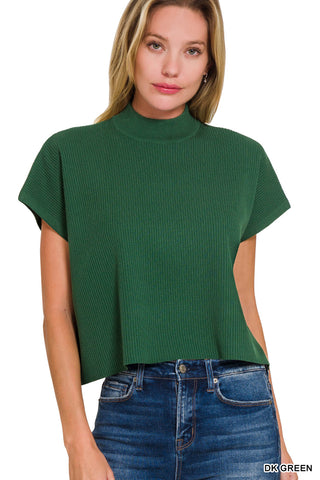 Lyanna Mock Neck Boxy Sweater • Dark Green