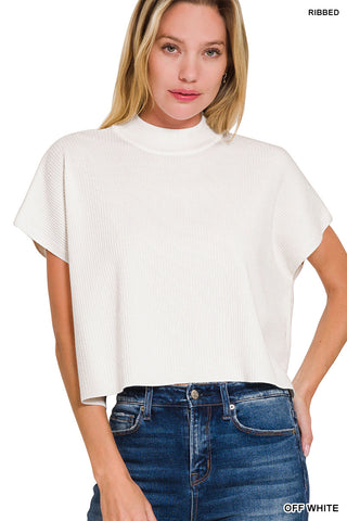 Lyanna Mock Neck Boxy Sweater • White