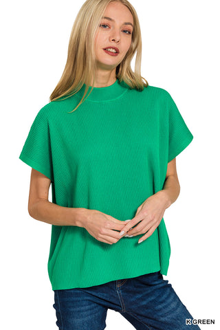 Mandy Mock Neck Boxy Sweater • Kelly Green