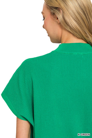 Mandy Mock Neck Boxy Sweater • Kelly Green