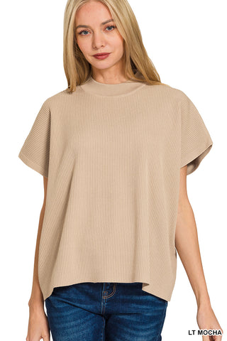 Mandy Mock Neck Boxy Sweater • Light Mocha