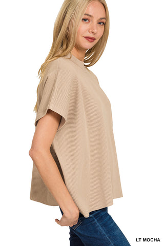 Mandy Mock Neck Boxy Sweater • Light Mocha