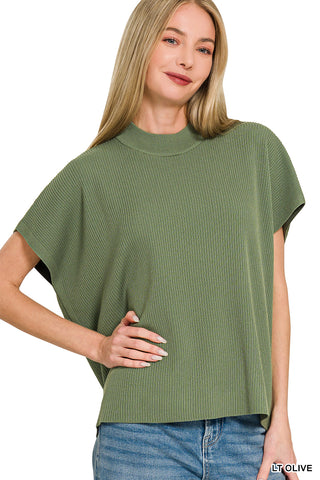 Mandy Mock Neck Boxy Sweater • Light Olive