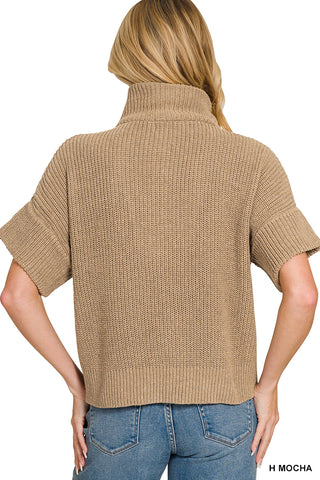 Lexie Half-Zip High Neck Sweater • Heather Mocha