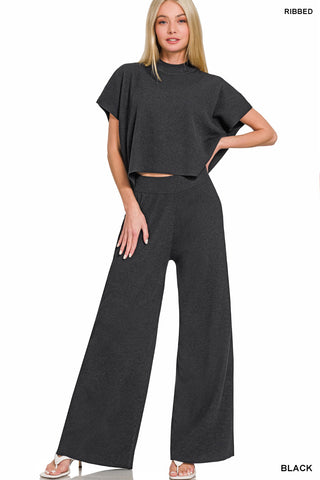Trixie Sweater Top & Pants Set • Black