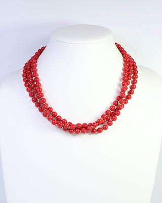 Brinely Beaded Layered Necklace • Red