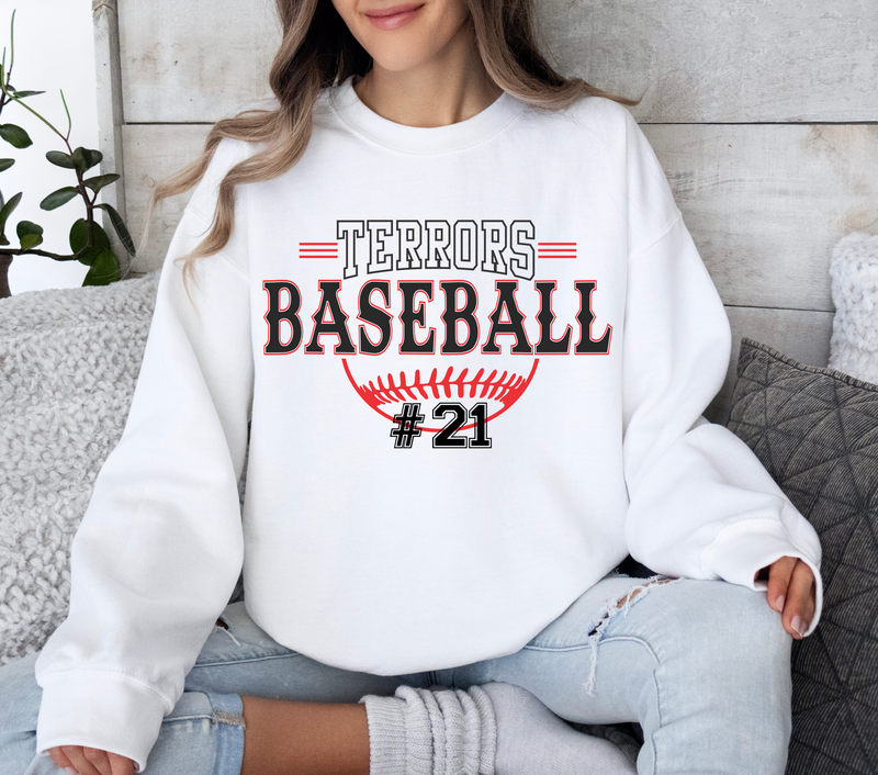 Terrors Baseball Personalized Sweatshirt • White