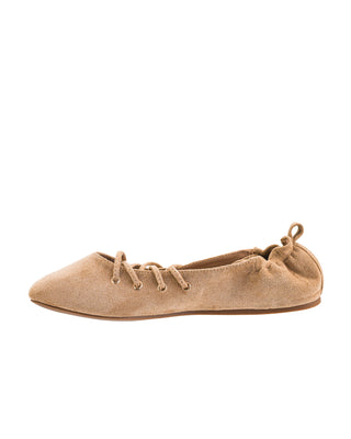 Tied Up Flats • Camel Faux Suede