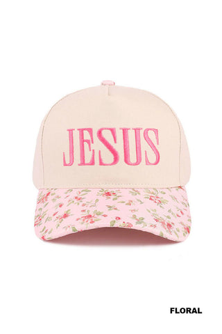 Jesus Embroidered Floral Cap