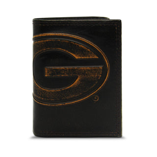 UGA Burnished Leather Tri-Fold Wallet