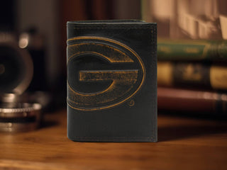 UGA Burnished Leather Tri-Fold Wallet
