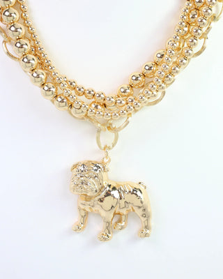 Bree Beaded Layered Necklace Standing Dog • Gold