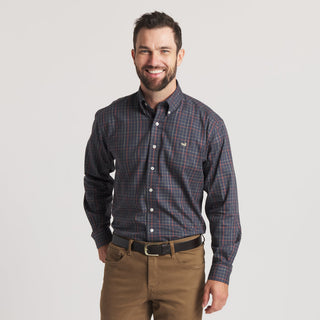 Chateau Windowpane Dress Shirt • Navy & Dark Olive