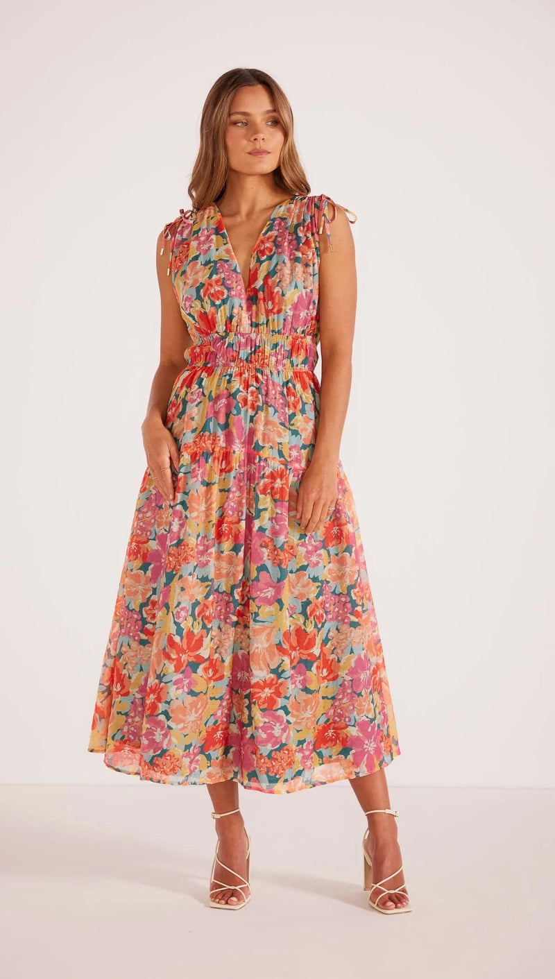 Valla Midaxi Dress • Pink Floral