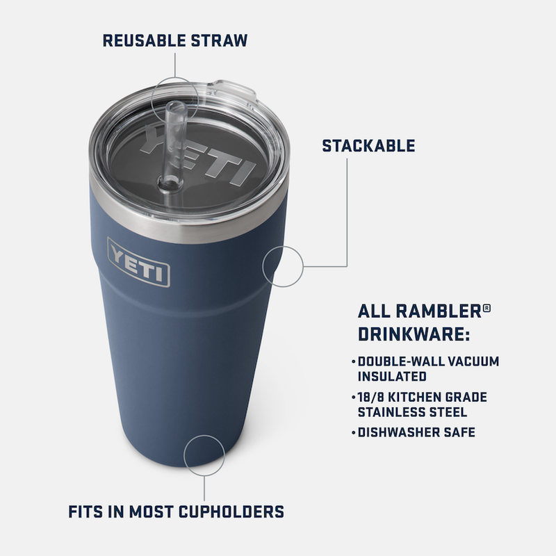 YETI Rambler 26 oz Stackable Cup, Vacuum Insulated, Stainless Steel with No  Lid, Seafoam