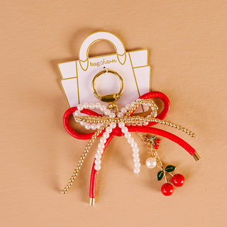Layered Bows Bag Charm • Cherry Bliss
