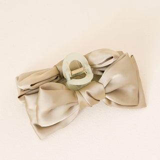 Satin Bow Claw Clip - Green