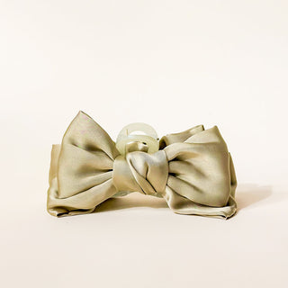 Satin Bow Claw Clip - Green