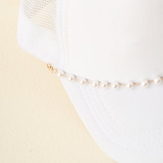 Trucker Hat Chain - Paperclip Chain - Dainty Pearls