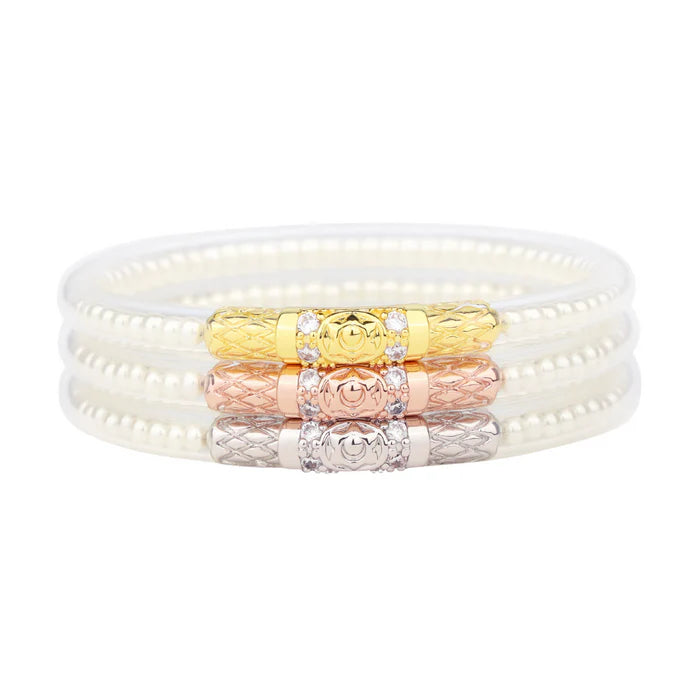 All Weather Bangles • Three Queens White Pearl