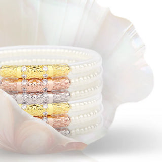 All Weather Bangles • Three Queens White Pearl