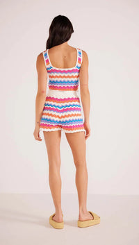 Wilma Pointelle Knit Tank •Coral Stripe