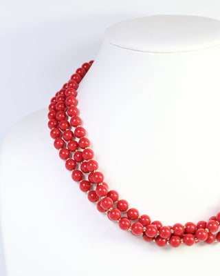 Brinely Beaded Layered Necklace • Red