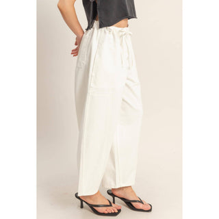Harper Drawstring Jeans • White