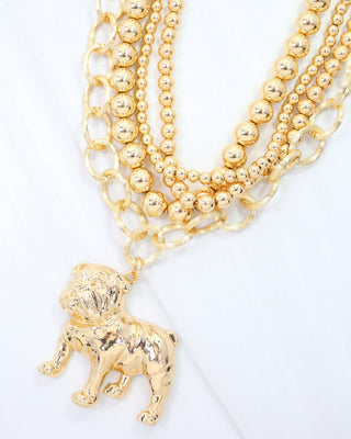 Bree Beaded Layered Necklace Standing Dog • Gold
