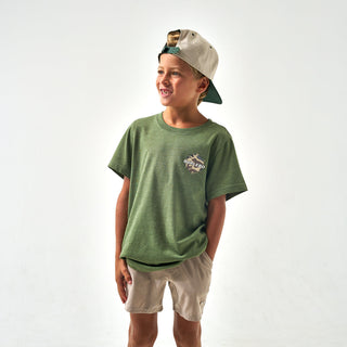 Youth Tee - Rad Dude Deer Camo - Heather Olive