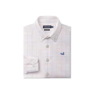 Youth Lockhart Windowpane Performance Dress Shirt • Burnt Taupe & White