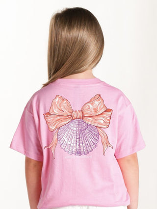 Youth Mineral Wash Shell Bow Tee • Petal Pink