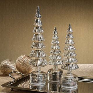 Alpine Rotating LED Trees • Antique Silver