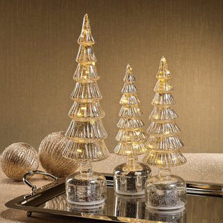 Alpine Rotating LED Trees • Antique Silver