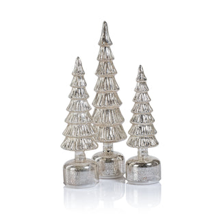 Alpine Rotating LED Trees • Antique Silver