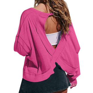 Slouchy Wrapped Cutout Back Workout Top • Fuchsia