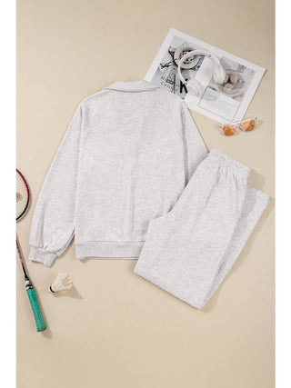 Stay In Business Collar Sweatpants Set • Light Grey