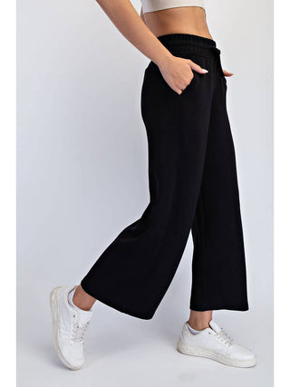 Modal Scuba Cropped Wide Pant • Black