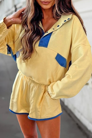 Colorblock Two-Tone Top & Shorts • Yellow