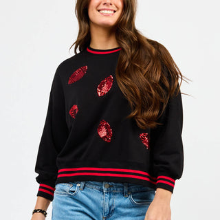 Millie Large Football Sweatshirt • Red & Black