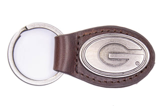 Georgia G Oval Leather Key Fob • Brown