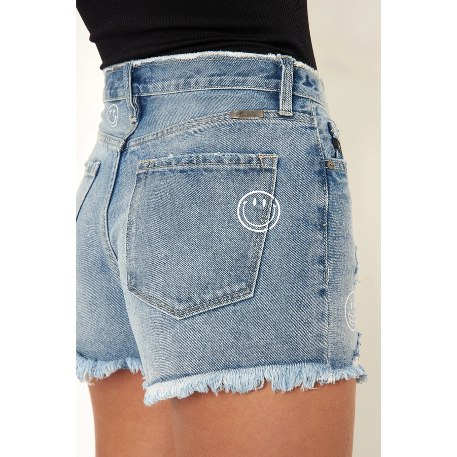 Smiley • High Rise Denim Shorts • Medium