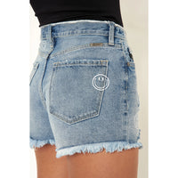 Smiley • High Rise Denim Shorts • Medium